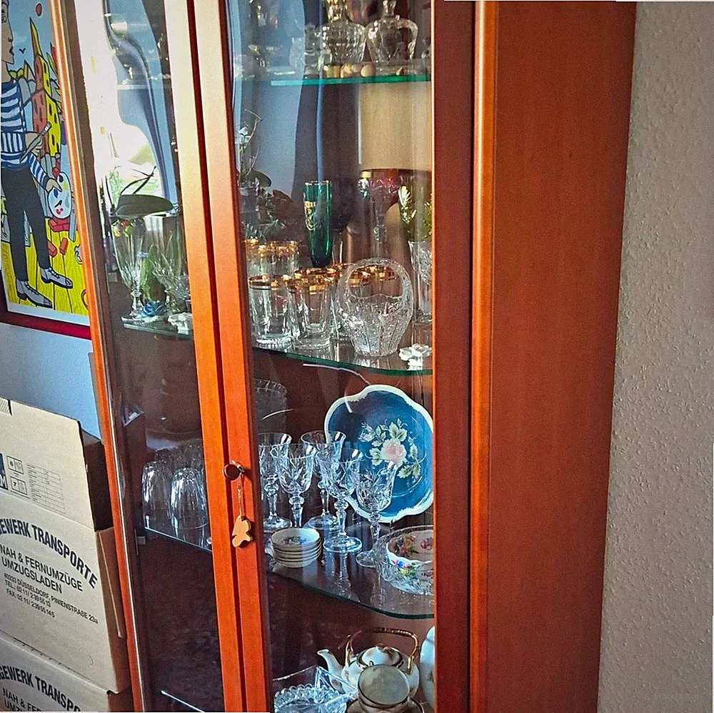 hülsta Vitrine Kirsche Holz/Glas 100x50x200 cm 2 Glastüren Glasböden