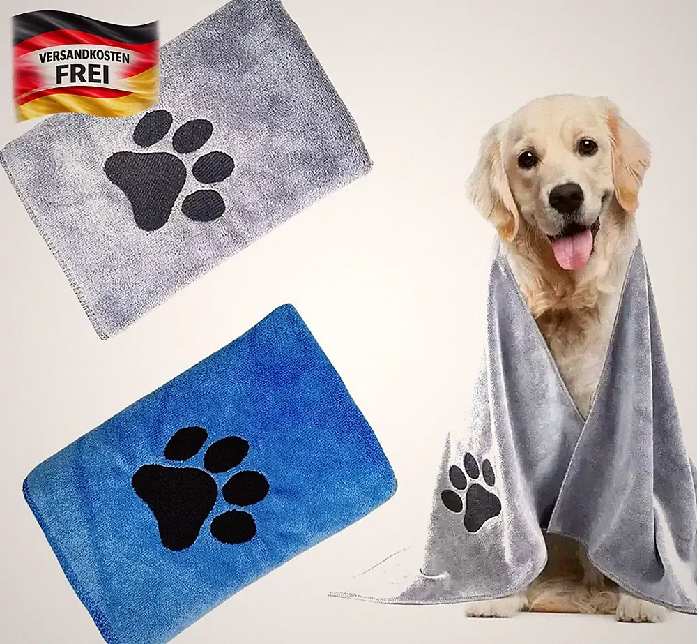 Hundehandtuch Mikrofaser 75x35cm schnelltrocknend saugfähig weich leicht
