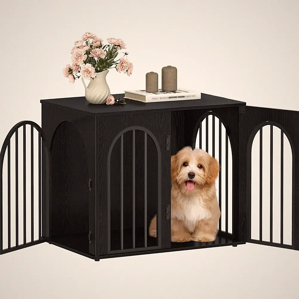Hundekäfig Hundebox Möbel Beistelltisch 68 cm Schwarz