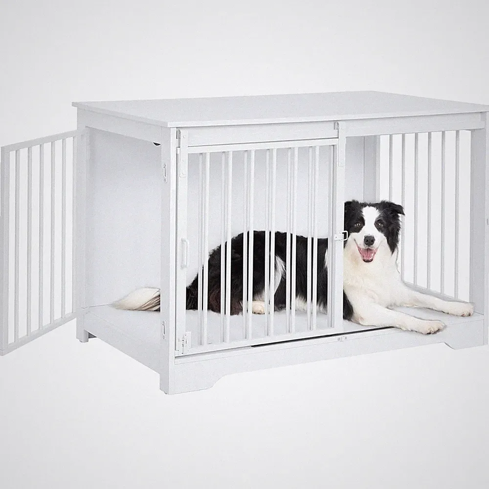 Hundekäfig Möbel Weiß 100cm Schiebetüren für kleine und große Hunde