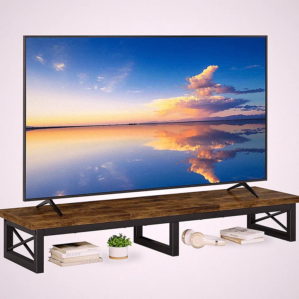 IBUYKE 45" große TV-Erhöhung für 32-60 Zoll 114 cm x 30 x 16 cm, rustikal braun