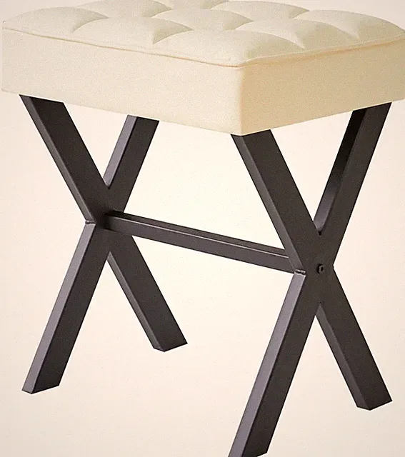 IBUYKE Make-up Hocker mit X-Bein Fußstütze, PU Fußstütze, Ottoman (45cm-Leder)