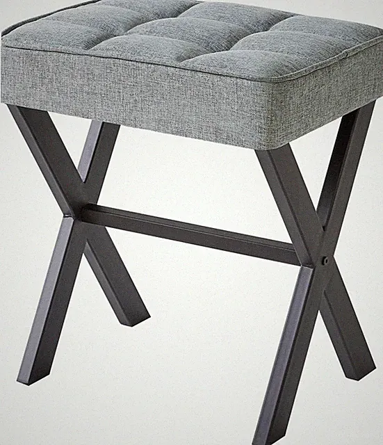 IBUYKE Quadratisch Make-up Hocker X-Bein Fußstütze, Fußstütze (45cm-Leinen)