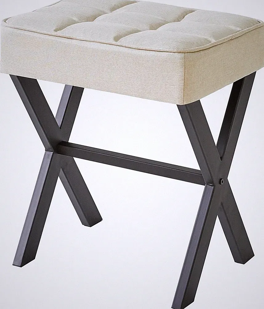 IBUYKE Quadratisch Make-up Hocker X-Bein Fußstütze, Leinen Fußstütze 45cm-Leinen