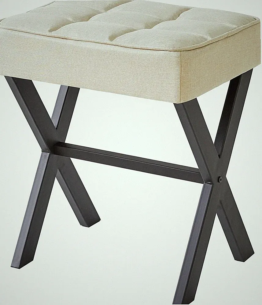 IBUYKE Quadratischer Make-up Hocker mit X-Bein Fußstütze, Beistelltisch, Sitz
