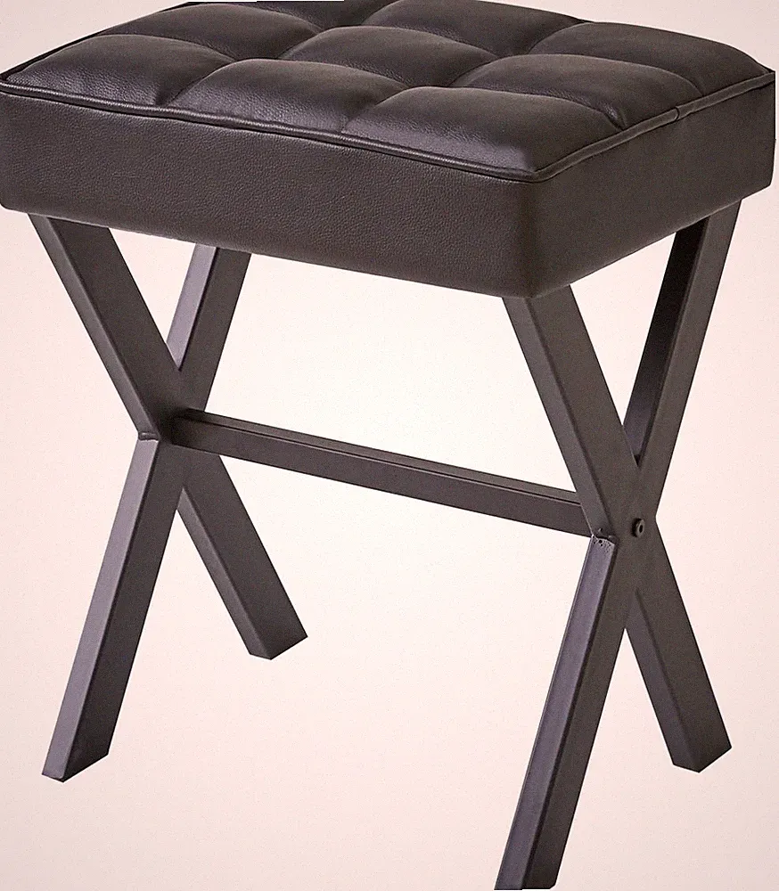 IBUYKE Square Make-up Hocker mit X-Bein Fußstütze, PU Fußstütze Hocker, Ottoman
