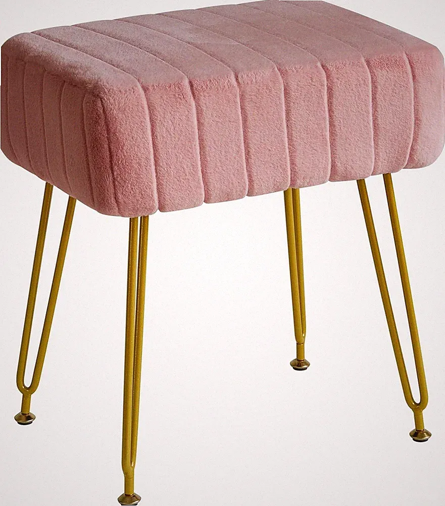 IBUYKE Velvet Rechteckiger Fußstützenstuhl Ottoman, Make-up Eitelkeits Hocker B