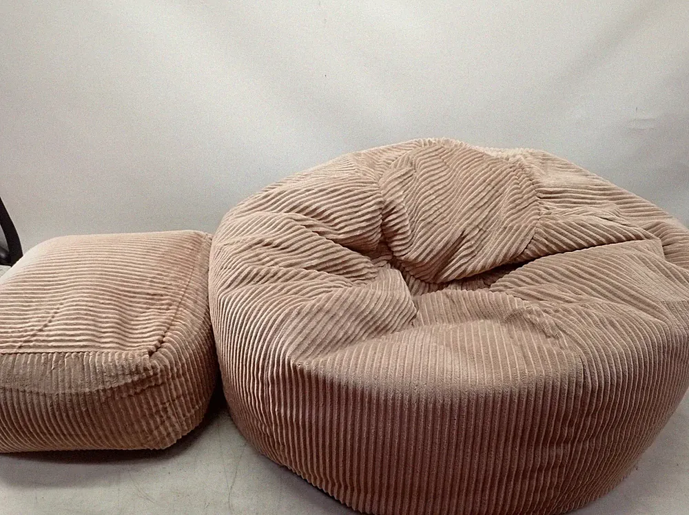 Icon Kingston Sitzsack mit Hocker Cord, Mokkabraun, Sitzsack Erwachsene