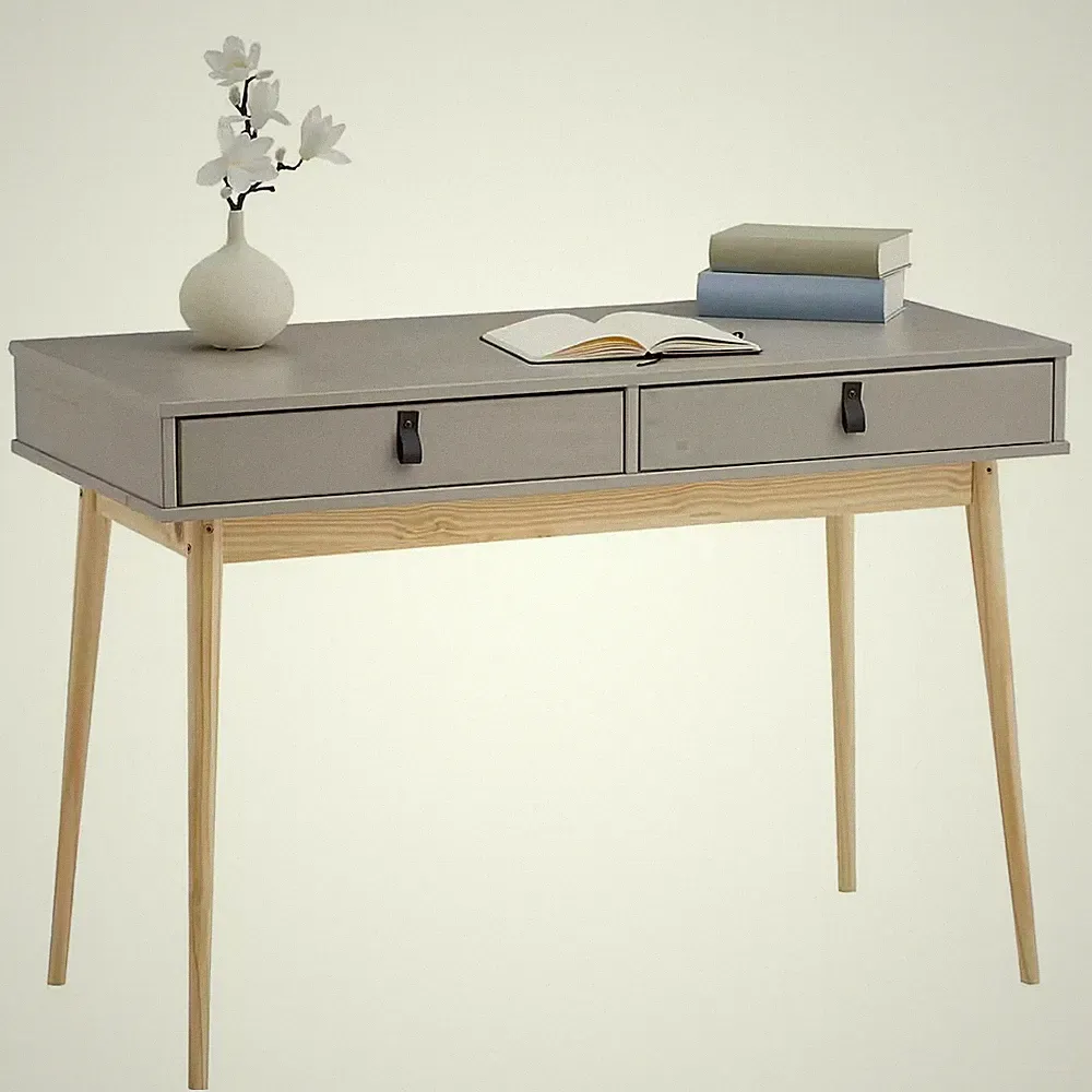 IDIMEC Schreibtisch mit Schubladen, Kiefer, grau PC Tisch mit NEU