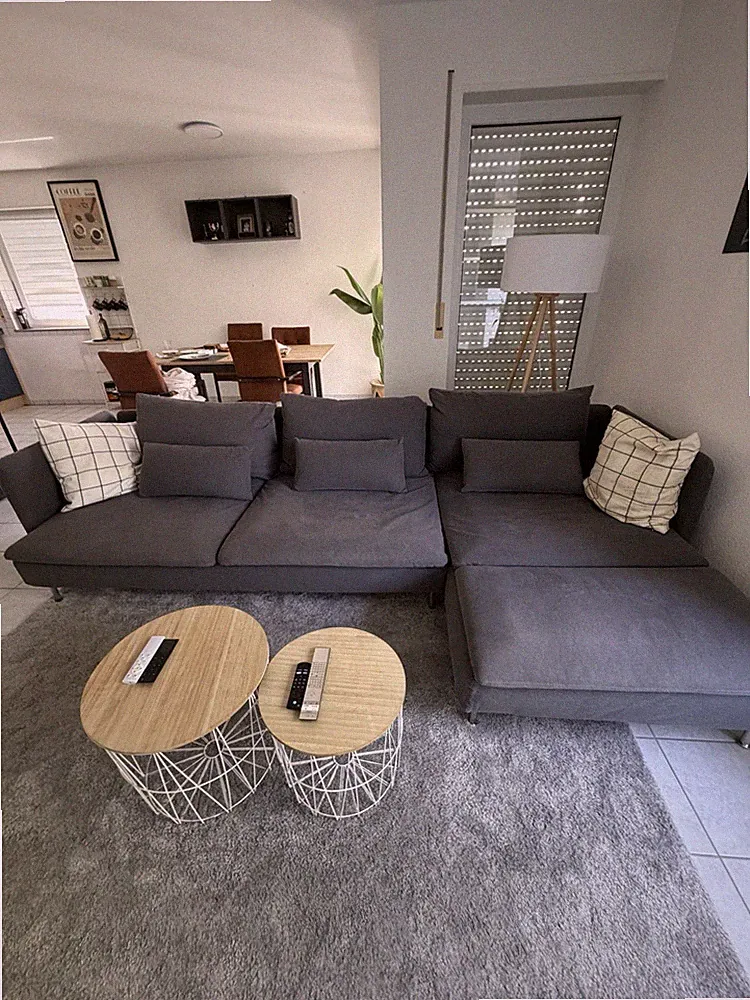 IKEA 2-tlg. Sofa Set Ecksofa L-Form grau Ottomane rechts 220x100x70