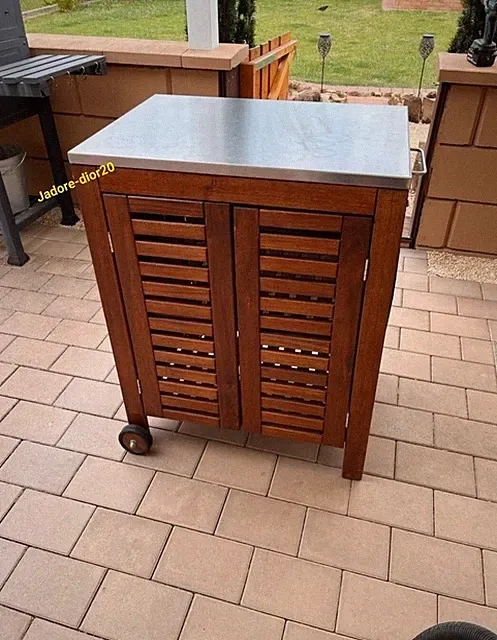 ✅️IKEA ÄPPLARÖ SCHRANK außen braun las.77x58 massiv Servierwagen 603.128.57 NEU