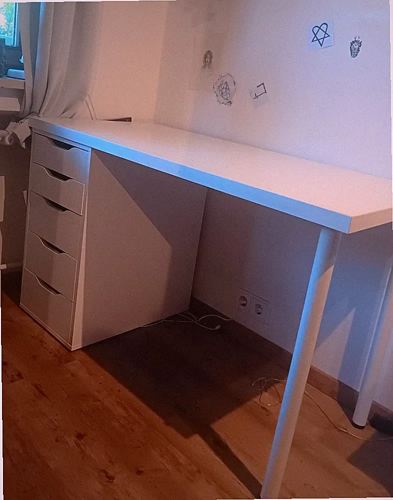 IKEA ALEX/LINNMON Schreibtisch 200x60 cm Weiß matt mit 5 Schubladen