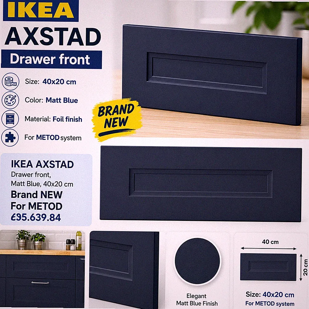 IKEA AXSTAD Schubladenfront, matt blau, 40x20 cm BRANDNEU METOD 904.752.25