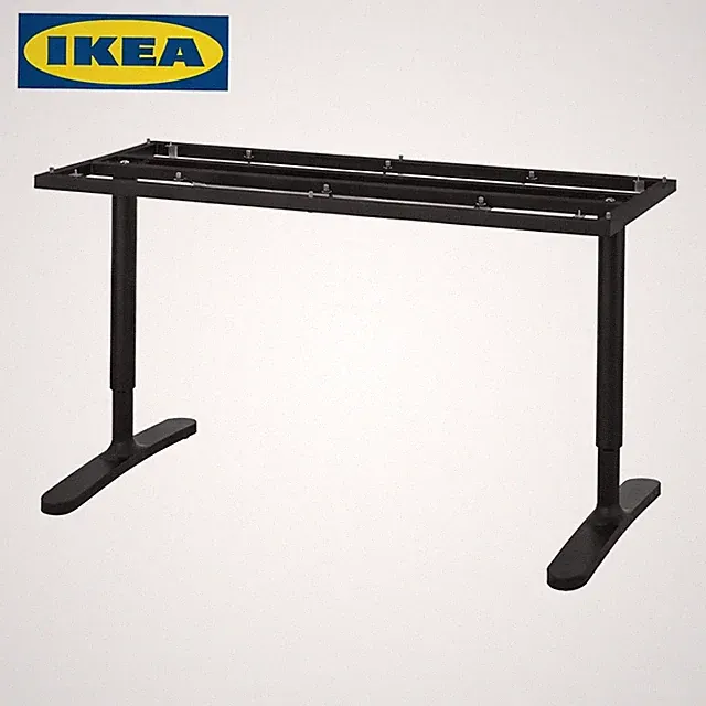 IKEA Bekant Schreibtisch Untergestell für Tischplatte SCHWARZ Metallgestell (Plattengröße 140x60cm)