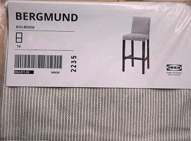 Ikea Bezug Bergmund Barhocker Kolboda beige/dunkelgrau Barstuhl Husse Ersatz Neu