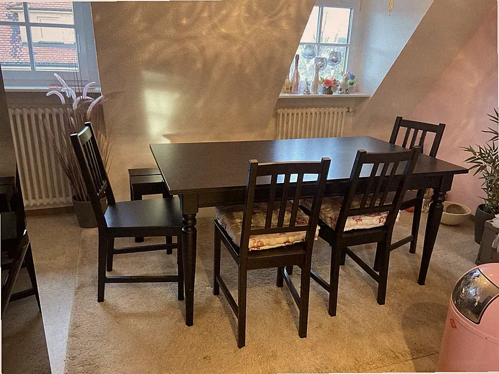 Ikea Esstisch Ausziehbar +Sitzbank und 4 Stühlen