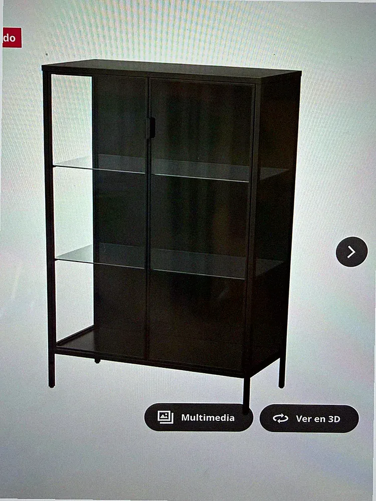 IKEA FABRIKÖR Vitrine schwarz Glas/Metall, 2 Glastüren, 90x45x34 cm