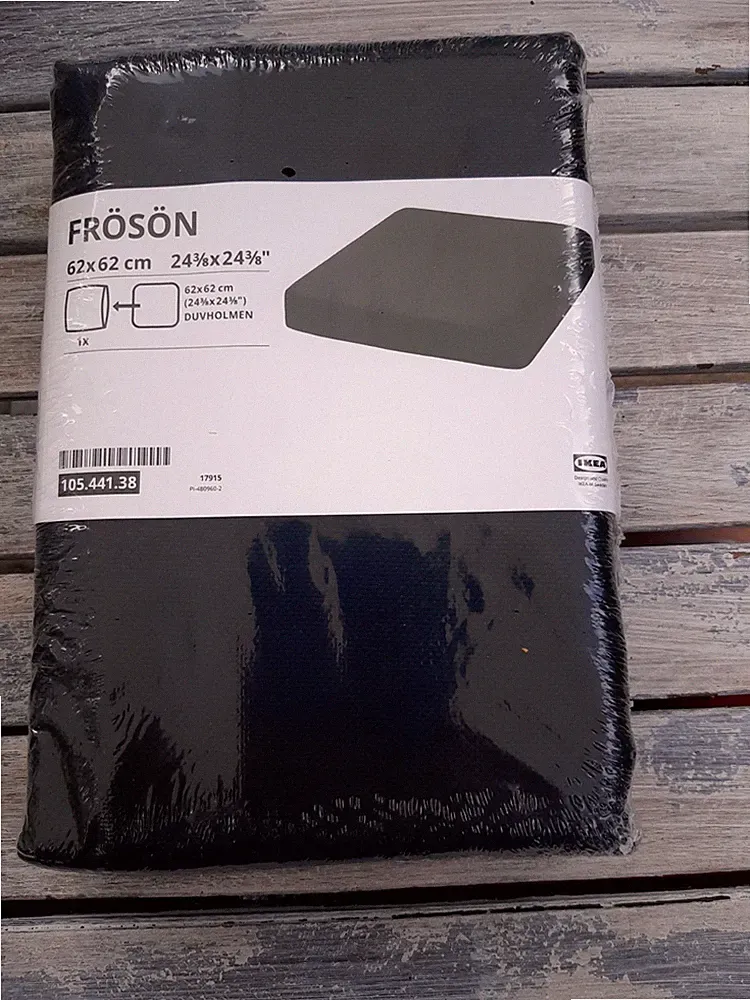 IKEA Frösön Outdoor Sitzkissenbezug 62 x 62 cm schwarz f. Duvholmen Sitzpolster
