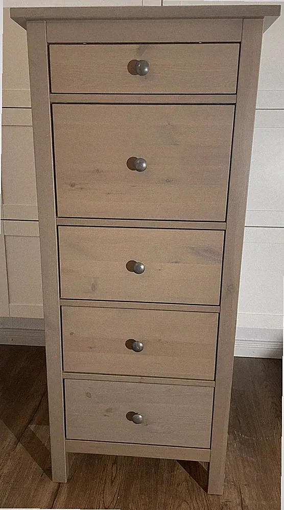 IKEA HEMNES Kommode 5 Schubladen Echtholz grau braun gebeizt Sofort-Versand