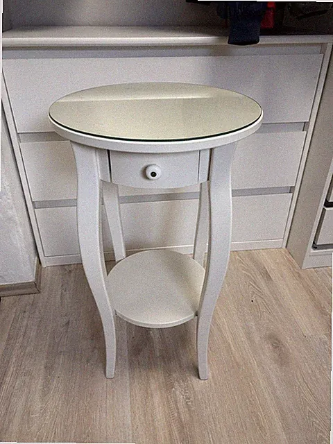 Ikea Hemnes Nachttisch Ablagetisch weiß Massivholz Rund Rar!