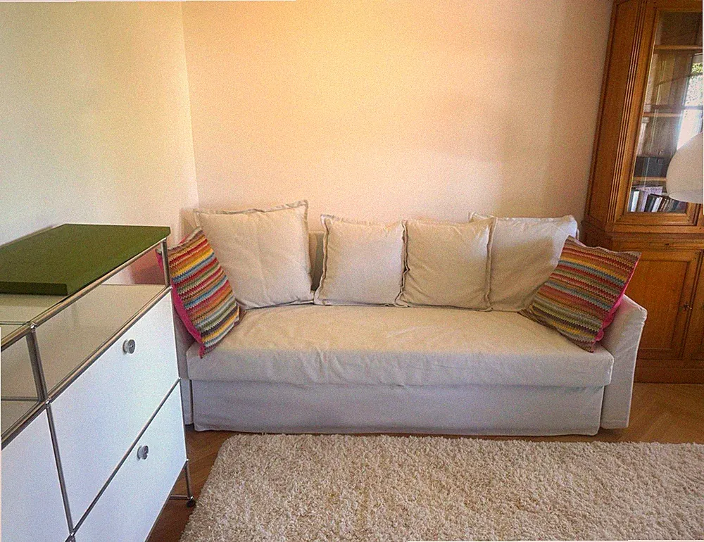 IKEA Holmsund 3er Bettsofa Schlafsofa 140x200cm Baumwolle Weiß m. Kissen