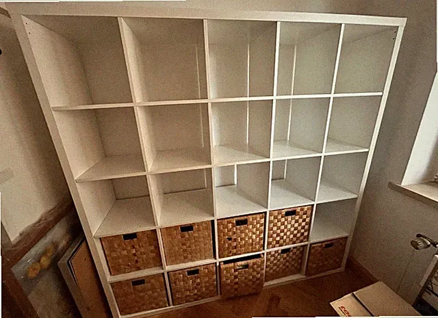 IKEA KALLAX Regal 5x5 25 Fächer weiß inkl. Aufbewahrungsboxen 182x182x39