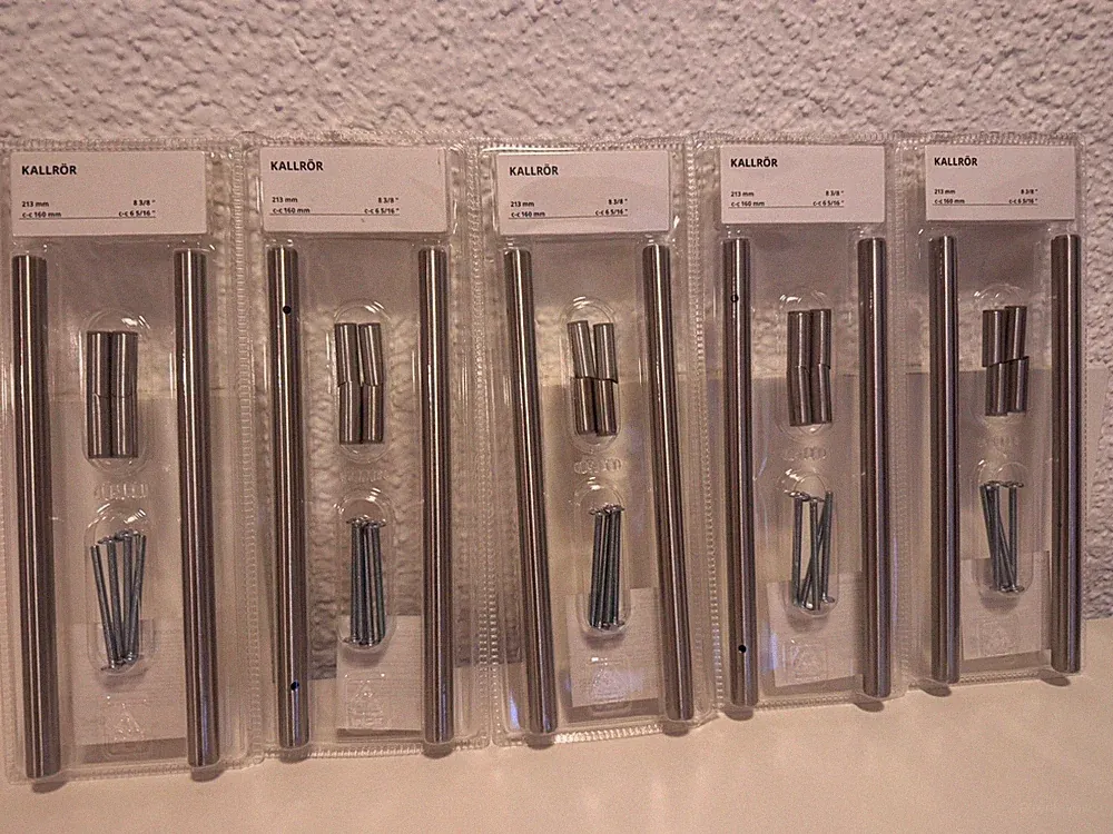 Ikea Kallrör Griffe, Möbelgriffe, Edelstahl, 213 mm Lochabstand 160mm OVP NEU