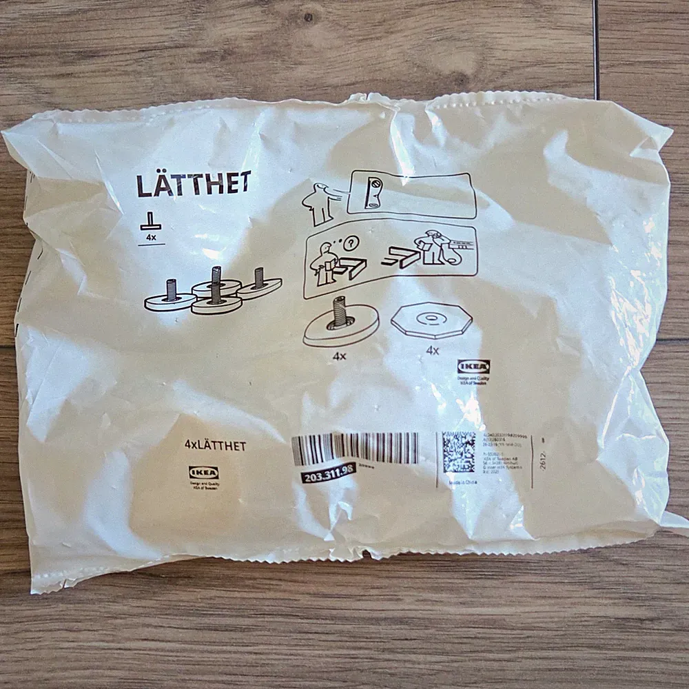 IKEA LÄTTHET Möbelfüße 4x verstellbar Weiß Set für Smastad Etc