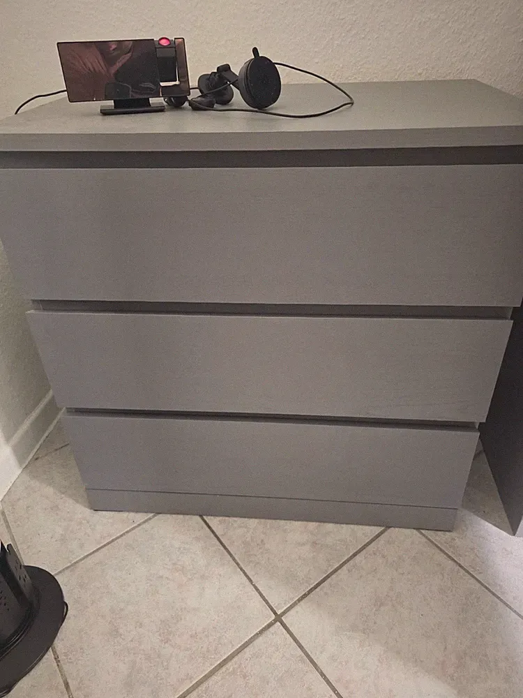 IKEA Malm Kommode grau 3 Schubladen 60x76–100 cm Spanplatte freistehend