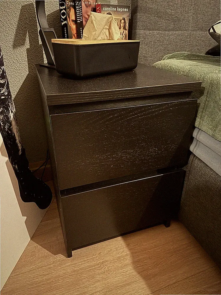 IKEA MALM Kommode mit 2 Schubladen 40 x 55 Cm Schwarz Gebraucht