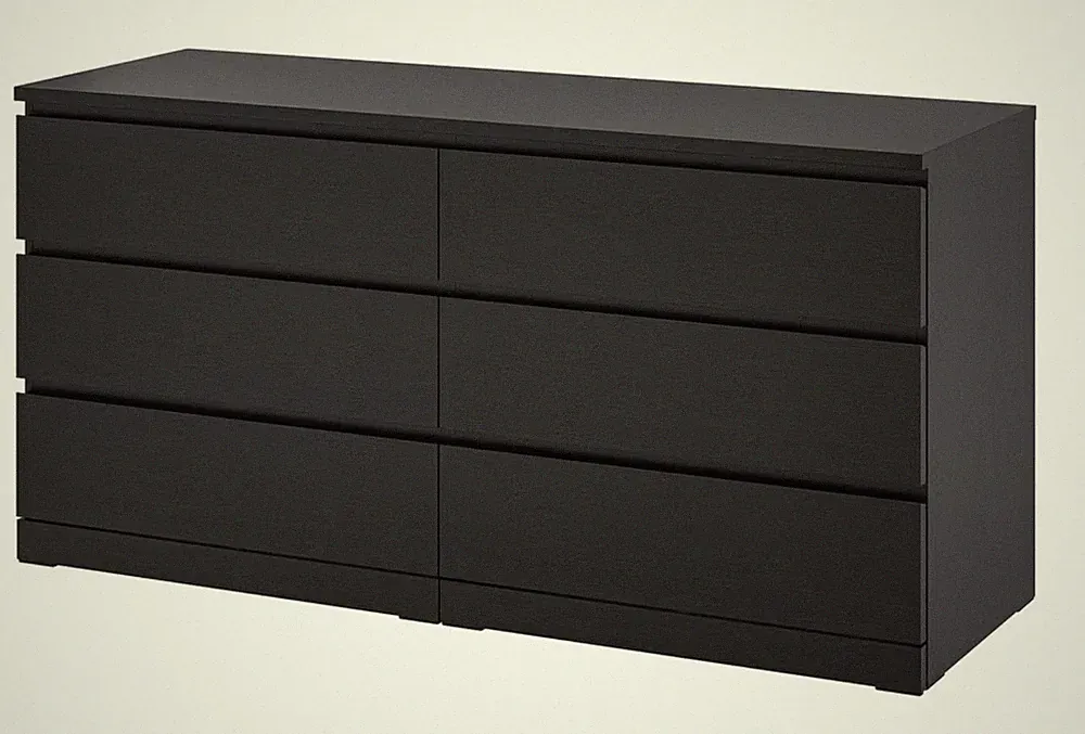 Ikea Malm Kommode Schwarz Braun 6 Schubladen 160cm breit