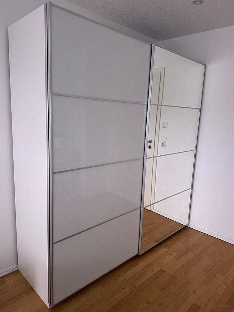 IKEA PAX Kleiderschrank 200x58x201cm, 2 Schiebetüren,4 Schubladen,Hosenaufhänger