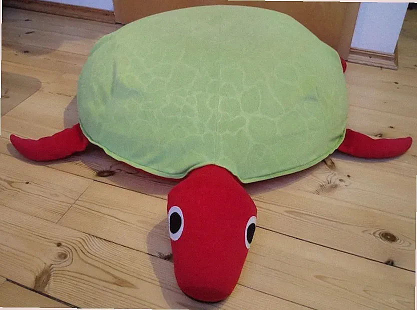IKEA Sagosten Schildkröte Stofftier Luftgefüllt Sitzsack Rot-Grün