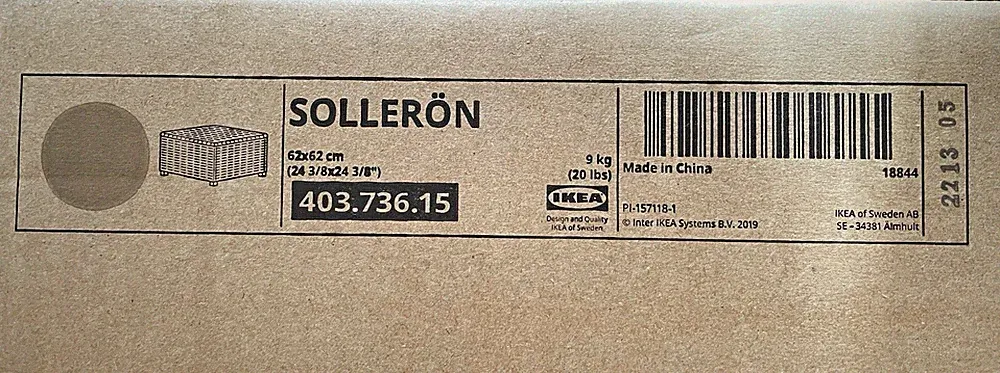 IKEA SOLLERÖN Tisch 62x62cm Beige Rattanoptik quadratisch 403.736.15