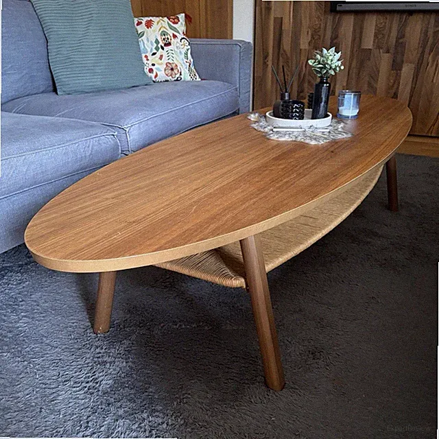IKEA Stockholm Couchtisch oval Holz Nussbaum mit Ablage 180x59x40cm braun