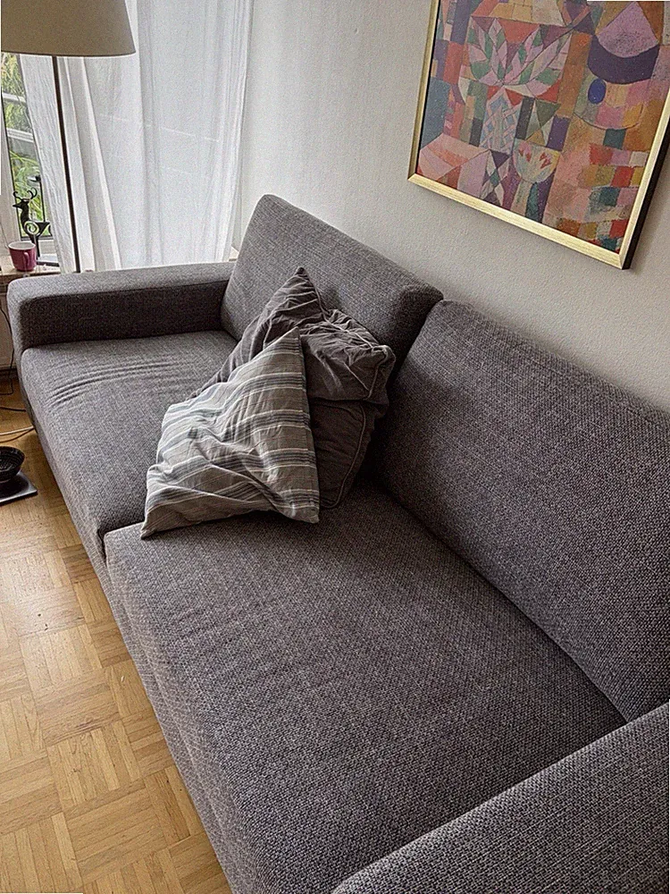 IKEA Survallen Sofa 3-Sitzer grau 232x102x88 cm Polyester mit Kissen