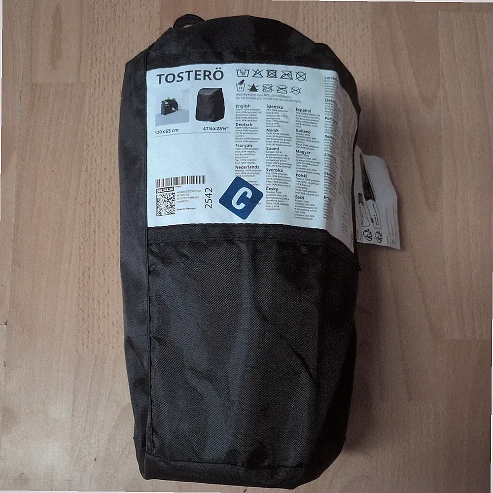 IKEA TOSTERÖ SCHUTZHÜLLE FÜR GARTENMÖBEL GRILL STÜHLE TISCH IN SCHWARZ 120x65 CM