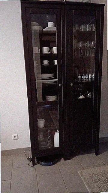 IKEA Vitrine Glasvitrine 90x195x35 cm Schwarzbraun 2 Glastüren