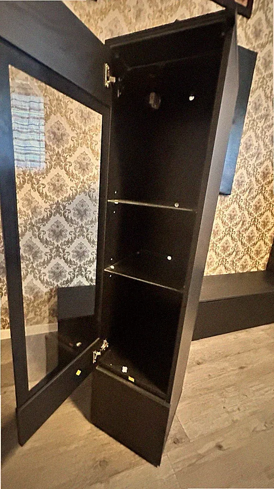 IKEA Vitrine schwarz 30x30x130 cm Glastür 2 Fächer Hochglanz