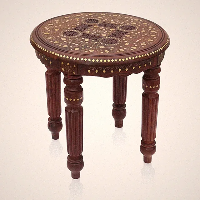 Indischer Palisander Couchtisch 45 cm - kleiner runder Sheeshamholz handgeschnitzt Tisch