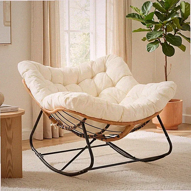 Indoor Outdoor Extragroßer Schaukelstuhl Egg Papasan Stuhl & gepolstertem Kissen