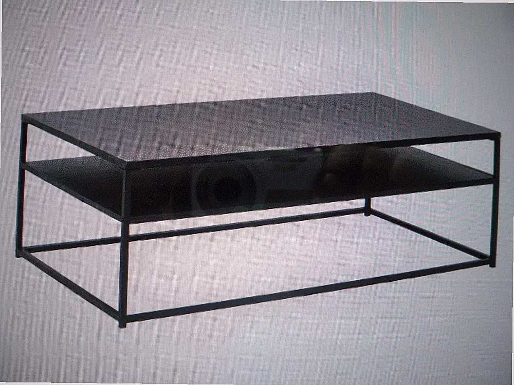 Industrial Couchtisch Mara + Ablagefläche Schwarz Metall L120 x B70 x H40 cm B
