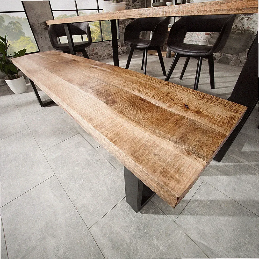 Industrial Design Sitzbank IRON CRAFT 170cm Mangoholz Eisen Massivholz Bank