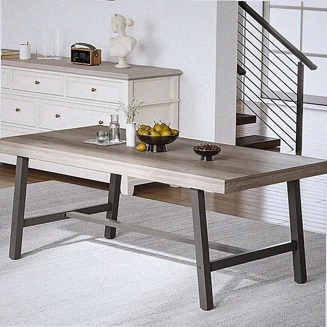 Industrial Esstisch Rechteck Esstisch,180X90X76cm Küchentisch Holz Metallbeinen
