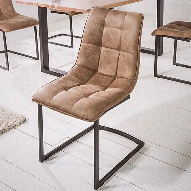 Industrial Freischwinger Stuhl MIAMI - antik taupe - Schwingstuhl Esszimmerstuhl
