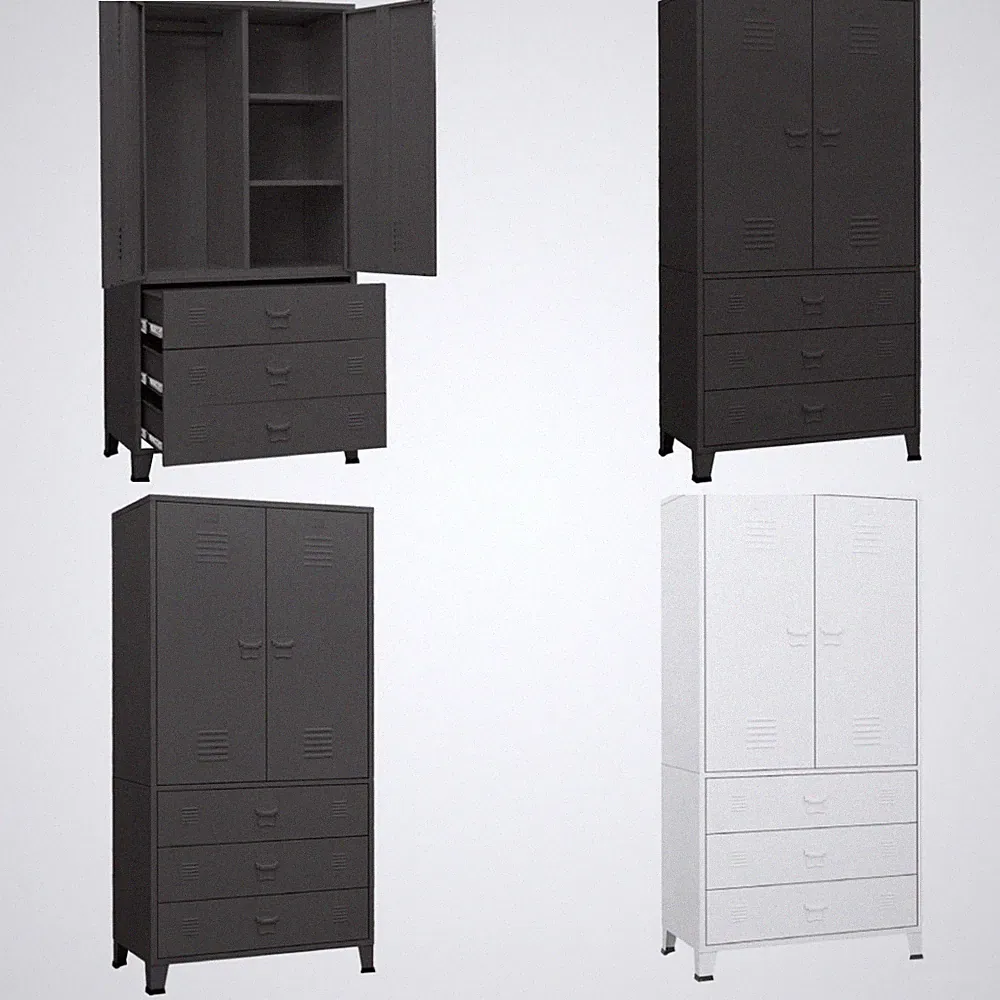 Industrial Metall Kleiderschrank 90x50x180 cm Mit 3 Schubladen und Fächern