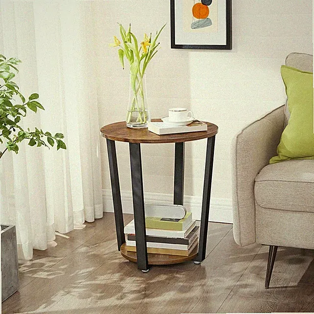 Industrial Rund Couchtisch Beistelltisch Sofa Beistellregal Wohnzimmer Metallbeine