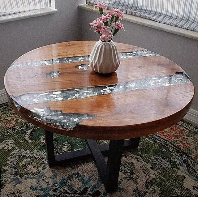 Industrial Stil Couchtisch Rustikal Massivholz Rund Vintage Beistellmöbel