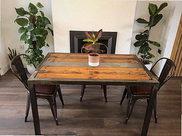 Industrial Style Esstisch & Sitzbank Luxus Modern Handarbeit Unikat
