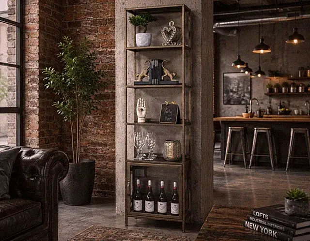 Industrial Style Vitrine Metall Regale Schrank stilvoll